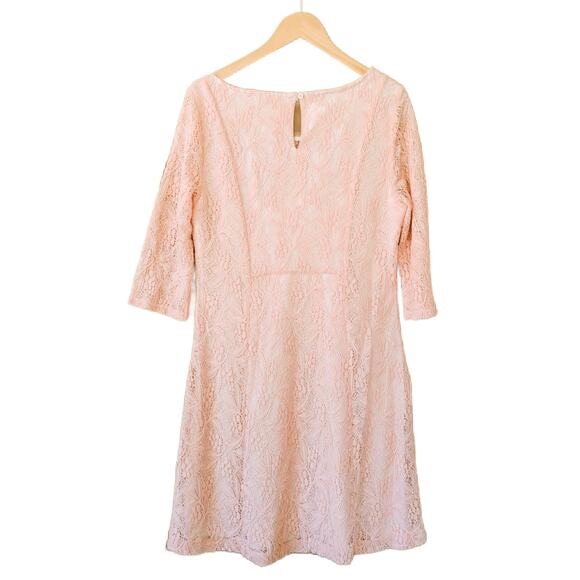 Anthropologie Maeve Lefkara Lace Dress Size Medium Blush 3/4 Sleeve - Picture 6 of 8